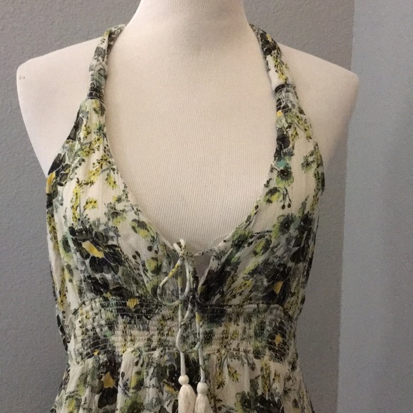 Free people cross back floral tassel dress L - Picture 3 of 8